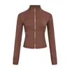 [Em Estoque] Jaqueta Curta Ld Slim Fit Yoga Gola Alta Jaqueta Fashionável Corrida Fitness Top Esportivo Feminino