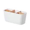 Caja de almacenamiento compartimentada de bambú y madera, soporte de escritorio desmontable para cepillos de dientes, soporte para pasta de dientes, organizador de papelería y control remoto, almacenamiento para baño