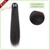 Peluca femenina con horquilla y cola de caballo, para verano, con lazo, pinza para el pelo, cola de caballo, cabello humano artificial, cabello natural largo y liso, coleta alta, trenza pequeña.