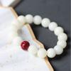 Pulsera de Jade Blanco Bodhi con Cuentas del Zodiaco Chino en Cinabrio, Cuentas de Oración Creativas para Puestos del Mercado Nocturno, Artículos Culturales y Artísticos