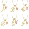 Europa y Estados Unidos transfronterizo 26 letras conjunto de cobre circonita cadena de serpiente redonda collar letras colgante de oro creativo simple letras