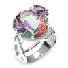 Transfronterizo Nuevo wish Venta Caliente Anillo de Princesa Diamante Arcoíris Incrustado Colorido Estilo Europeo y Americano Moda Plata s925 Anillo de Compromiso