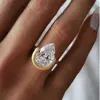 Anel Curvo Personalizado Retro de Alto Padrão com Acabamento Escovado Exagerado com Pingente de Diamante Anel de Pedido para Mulheres Presente