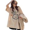 Camiseta Manga Curta Cartoon para Mulheres, Comprimento Médio, Novo Estilo Coreano Verão 2026, Caimento Solto, Top Estudante Emagrecedor, Peça Única Atacado