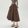 Falda midi plisada de terciopelo otoño e invierno nuevo estilo temperamento cubre caderas falda pastel falda plisada