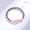 Pulsera de Cristal de Turmalina Arcoíris de Caramelo Natural Oro de 14K Diseño Nicho Pixiu Estilo Frío Transferencia Pulsera Regalo
