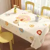 Toalha de Mesa com Padrão de Desenho Animado Fofo, Sem Lavar, Impermeável, à Prova de Óleo, Resistente ao Calor, Toalha de Mesa Retangular de PVC para Mesa de Jantar e Mesa de Centro