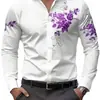 Camisa Masculina de Manga Longa para Comércio Exterior 2026 Novo Estilo Amazon Masculina Europeia Estampa Floral Gola Lapela Manga Longa