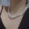 Joyería Transfronteriza Europea y Americana, Cadena para Clavícula Apilada de Perlas Multicapa Versátil Retro, Collar Doble Capa Estilo Apilado