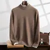 Camisa de cachemira para hombre, cuello redondo, siete agujas, gruesa, cálida, talla grande, interior, color liso, moderna