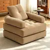 Sofá-cama preguiçoso de veludo cotelê listrado vertical, encosto multiângulo para suporte das costas, sofá de cochilo para uma pessoa para relaxamento na varanda