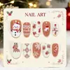 30 Piezas Uñas Postizas Navideñas Muñeco de Nieve Reno Regalo de Navidad Árbol de Navidad Bastón de Caramelo Dulce Copo de Nieve Blanco Arte de Uñas Puntas de Uñas