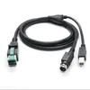 Cabo USB Alimentado Personalizado Profissional USB 12V 8P para Min Din 3 Pinos Macho + USB B Macho Impressora
