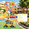 Nueva escenografía de regreso a clases estilo bloques para decoración de ambiente de salón de kínder y primaria, marco de fotos para tomar fotos