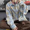 Camisa Xadrez Masculina Outono e Inverno Marca Tendência High-End Manga Longa Camisa Interna Americano Retrô Oversize Jaqueta Folgada