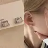 Nuevo estilo piercing oreja plata s925 pendientes de botón gato KT diseño gatita gatito lindo pendientes para estudiante mujer