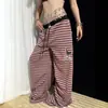 Pantalones casuales retro americanos nuevos de otoño, holgados y cómodos, con rayas de contraste, estilo hip-hop, pantalones de pierna ancha, perfectos para OOTD