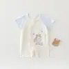 Roupas de Bebê Ursinho de Presente, Macacão de Verão de Algodão Puro Classe A para Recém-Nascidos, Manga Curta para Meninos e Meninas para Passeios de Verão