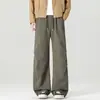 Pantalones de trabajo estilo americano para hombre, de calle, plisados, lavados, de pierna recta, corte holgado, colección primavera/otoño 2026, retro, holgados, de pierna ancha
