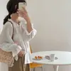 Camisa de proteção solar estilo coreano Mori girl fresca para primavera e verão, top babydoll, cardigã solto fino com acabamento em renda, camisa de proteção solar