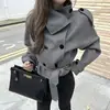 Nueva Chaqueta Corta de Doble Botonadura Otoño e Invierno 2025 Transfronteriza Europea y Americana Aliexpress Elegante Correa Moda Cuello Alto Chaqueta