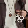Collar de cordón de cuero con perla cuadrada de acrílico, estilo vintage y artístico, cadena para suéter, diseño único, joyería de lujo ligera, venta al por mayor