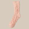 Meias de Lã Coral para Casal Cor Sólida Cano Médio Lã Felpuda por Dentro Meias Grossas Quentes de Inverno à Prova de Frio Meias de Chão para Casa/Dormir