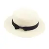 Sombrero de Paja de Copa Plana para Mujer Estilo Coreano Moda Lazo Versátil Sombrero de Protección Solar Sombrero de Sol Sombrero de Playa Costero Nuevo Estilo