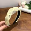 Faixa de Cabeça Amarela Topo Craniano Alto Feminina 2025 Nova Para Uso Diário Faixa de Cabeça de Aba Larga Penteado Avançado Moderno Acessório de Cabeça