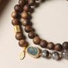 Pulsera de Agarwood Natural con Cuentas de Hoja de Jade Pulsera para Mujer, Cuentas de Joyería Fina Retro, Nuevo Estilo Chino