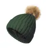 Gorro de Punto Suave para Adultos Transfronterizo, Gorro sin Visera Invertido, Gorro de Bola de Pelo Forrado de Satén, Gorro de Punto Cálido sin Etiqueta