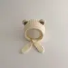 Chapéu de Lã Tricotado à Prova de Vento Quente para Bebê com Proteção de Orelha Unissex Chapéu Cachecol Integrado Temporada Outono Inverno