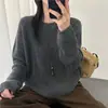 Suéter Básico de Cuello Redondo con Lentejuelas para Mujer 2026 Otoño/Invierno Nuevo Estilo Holgado Perezoso Suave de Punto de Manga Larga