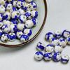 Pulseira artesanal faça você mesmo material de porcelana azul e branca apliques contas de cerâmica contas redondas contas de cerâmica impressas contas soltas acessórios
