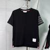 Venda Direta de Fábrica Tb Versão Alta Verão Clássico Listrado Tintureira de Fio Quatro Barras Camisetas de Manga Curta com Gola Redonda para Homens e Mulheres