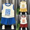 Nuevo traje de chaleco de verano para niños, ropa delgada sin mangas para niños, caricatura infantil, versión holgada, ropa infantil al por mayor