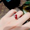 HW Flor Shanshan Pêssego Coração em Forma de Pombo Hemoglobina Diamante Brincos Anel Corindo Vermelho Colar Amor terno Mulheres