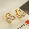 Aogu Aretes Mini de Lujo Accesible a la Moda para Mujer Chapado en Cobre Oro Real Circonita Mariposa Cisne Geométricos Pendientes Producto Nuevo Transfronterizo