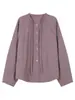 Camisa Roxo com Gola Tencel Francesa e Cordão, Manga Longa para Primavera
