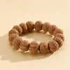 Pulseras Auténticas Originales con Patrón Vertical de Semillas y Núcleo de Durazno para Hombres y Mujeres, Discos de Nogal, Cuentas de Durazno, Cuentas de Rosario, Adornos para la Mano al por Mayor