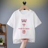 Camiseta de algodón de manga corta para niños y niñas, cuello redondo, informal, estilo nacional, para verano
