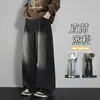 Calça jeans masculina estilo americano, nova coleção de outono, perna reta solta, perna larga, calça casual versátil para homens