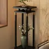 Estante de Flores Chino para Sala de Estar, Estante de Almacenamiento de Pie para Balcón, Nuevo Modelo 2025 de Madera Maciza Multicapa, Mesa para Flores, Estante de Exhibición para Bonsáis