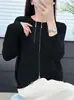 Estilo Otoño e Invierno Cárdigan de Punto con Doble Cremallera para Mujer Holgado Adelgazante Estilo Elegante Top Cuello Redondo Versátil Casual Manga Larga