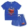 Conjunto de Camiseta e Shorts de Gola Redonda de Verão 2026 para Crianças Estilo Coreano Casual Absorvente de Suor Cor Doce Conjunto de Moletom para Crianças Pequenas