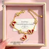 Pulsera de Mariposa Dorada Perla Hielo Triturado, Pulsera de Calabaza Corazón Perla de la Suerte, Trébol de Cuatro Hojas Oro Arena, Venta Directa del Fabricante