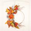 Guirnalda de hojas de arce de flores artificiales transfronterizas de otoño de Hongyu, colgante de decoración para el hogar para el festival de la cosecha, guirnalda de anillo de hierro