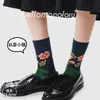 Calcetines de Algodón Sin Costuras Hechos a Mano de Punto Otoño-Invierno Originales Vintage Estilo Pintura al Óleo Dibujo Animado Artístico Retro para Mujer