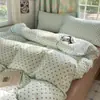Novo conjunto de quatro peças em gaze de algodão puro de camada dupla, estilo blogueira INS, conjunto de três peças com estampa de bolinhas estilo coreano, puro algodão, amigo da pele