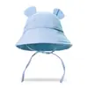 Sombrero de Cuenca de Gasa de Color Puro para Bebé de Verano Estilo Nuevo Europeo y Americano Orejas de Conejo Sombrero de Pescador Sombrero de Sol para Niños